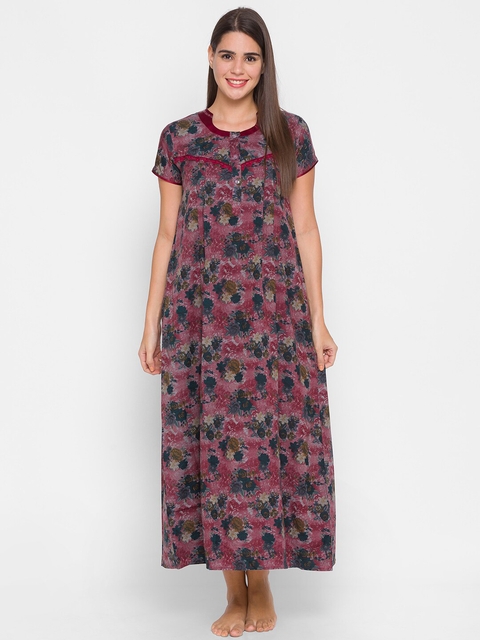 Offer on TRUNDZ Purple Printed Maxi Maternity Nightdress at Rs. 639