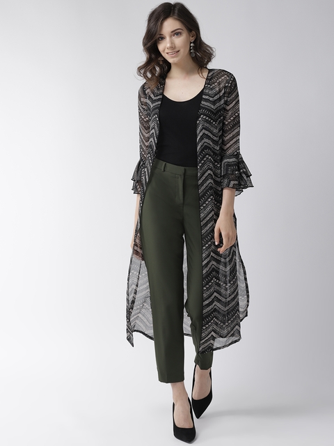 Discount on Roadster Green & Navy Checked Front-Open Shrug at Rs. 674